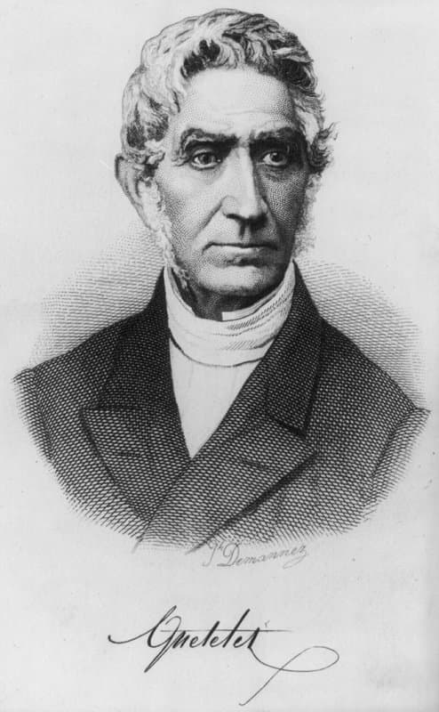 Steel engraving of Adolphe Quetelet, the Belgian statistician who invented the idea of measuring a person against a population average