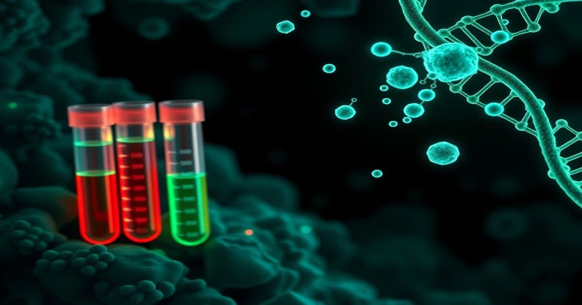 Blood biomarker panel visualization showing key longevity metrics including glucose, lipids, inflammation markers, and kidney function