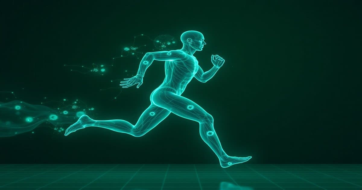 Abstract visualization of Zone 2 cardio training and longevity pathways